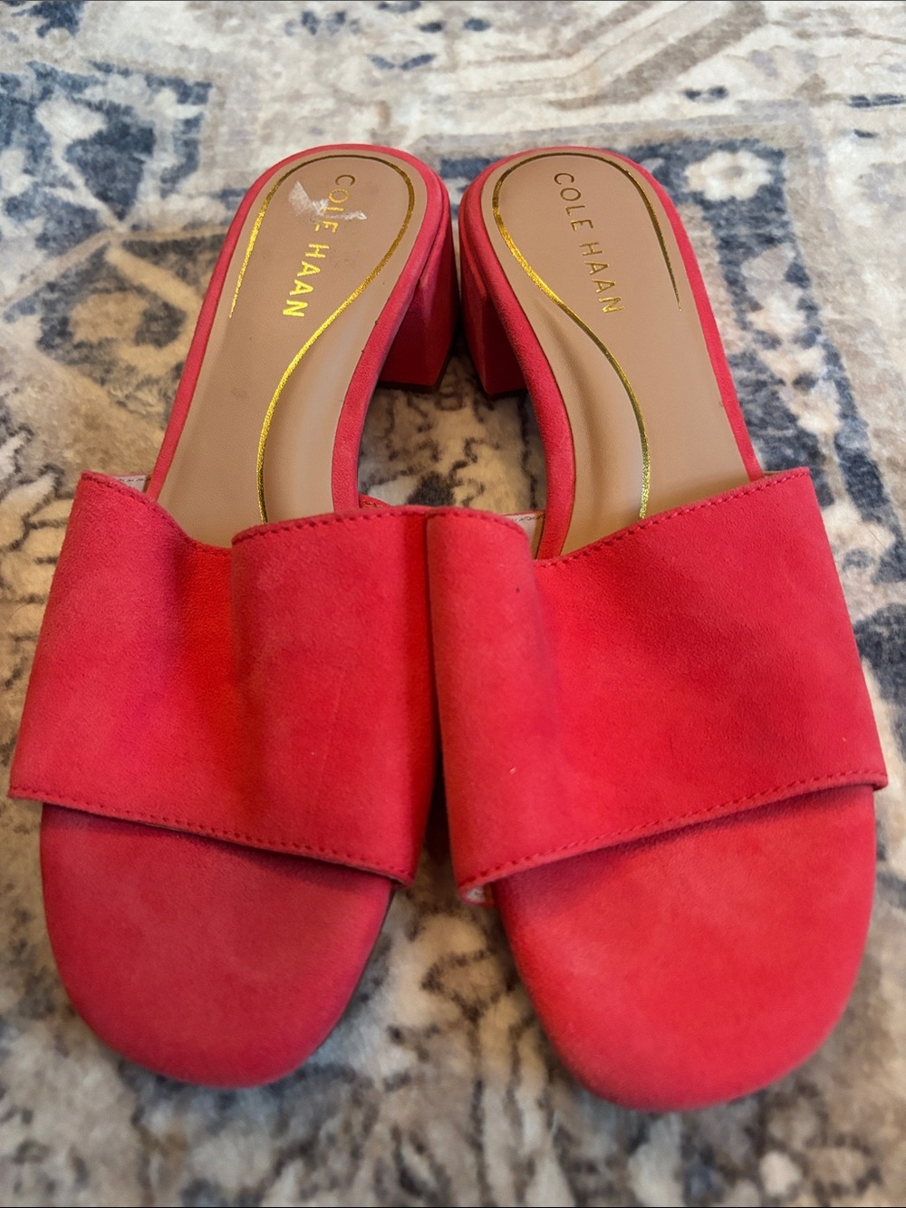 Cole Haan Coral Pink Suede Slide Mules